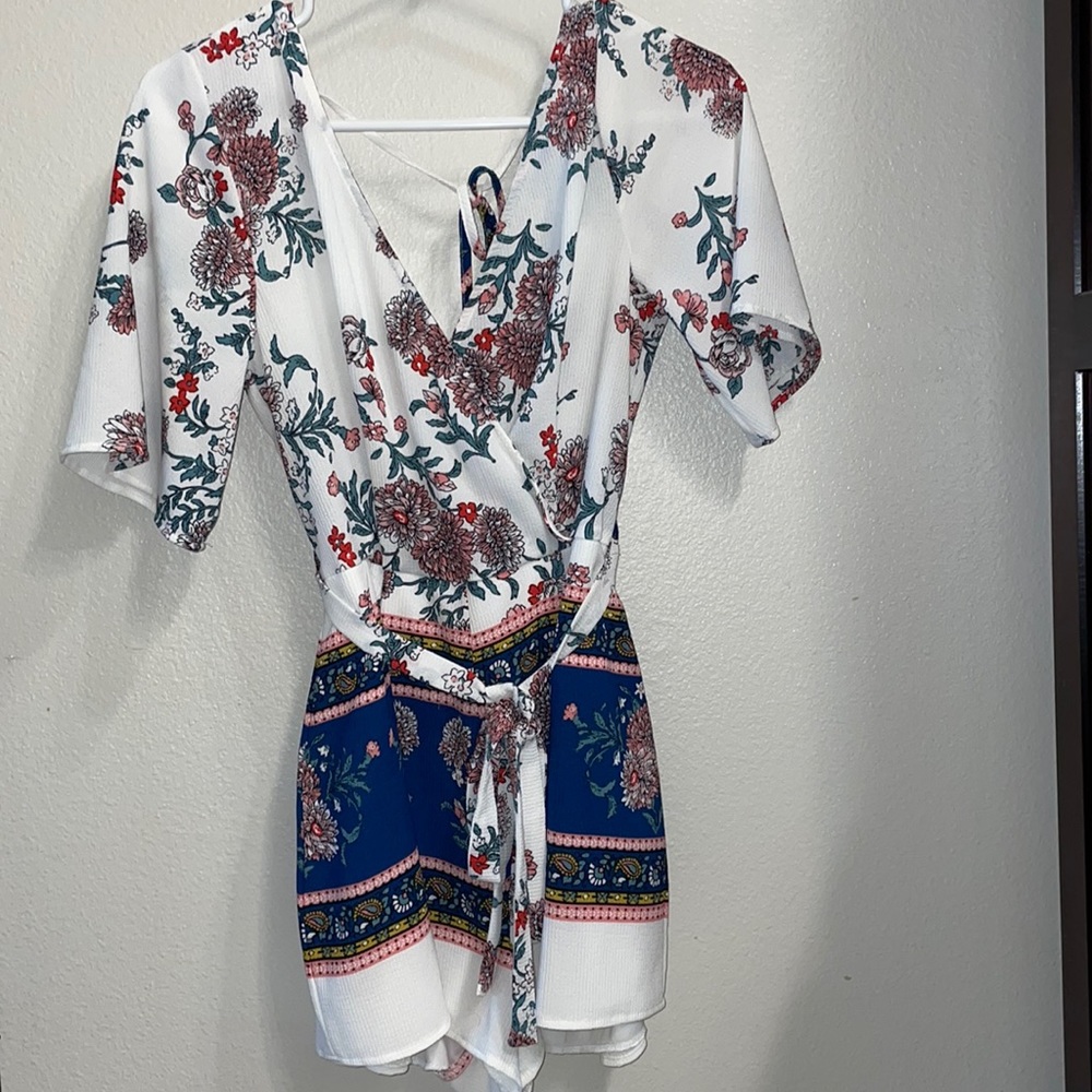 Blue Rain, Size SMALL  multicolored, floral romper